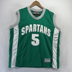 Michigan State Basketball Jersey Men's Medium Green Sewn Stitched Steve Barrys
